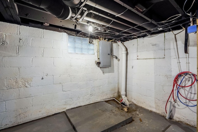 basement with electric panel