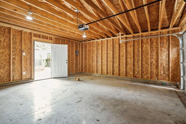 garage with a garage door opener