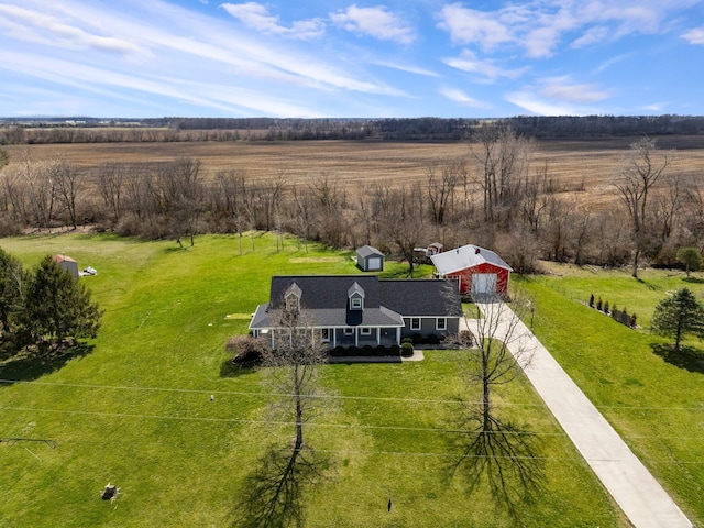 drone / aerial view featuring a rural view