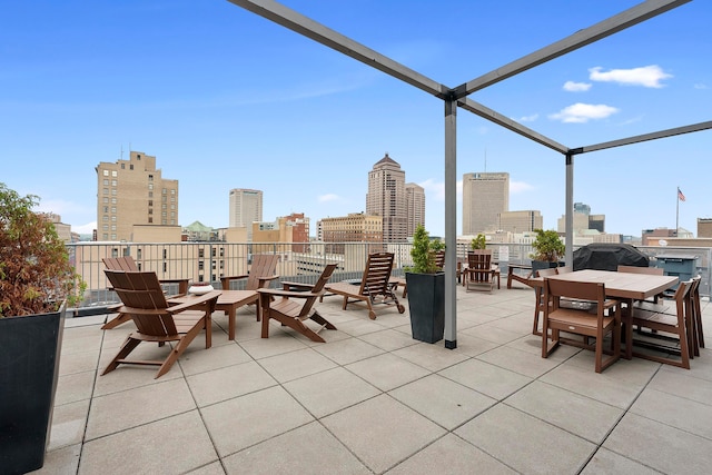 view of patio featuring a city view