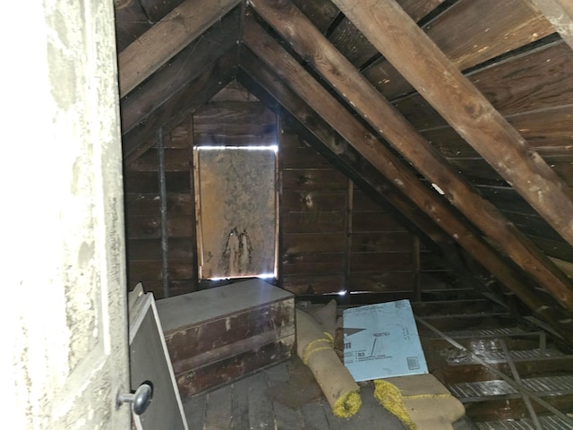 view of unfinished attic