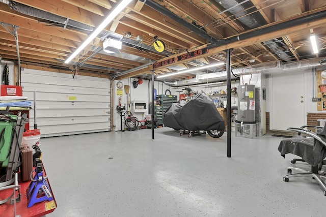 garage with electric water heater