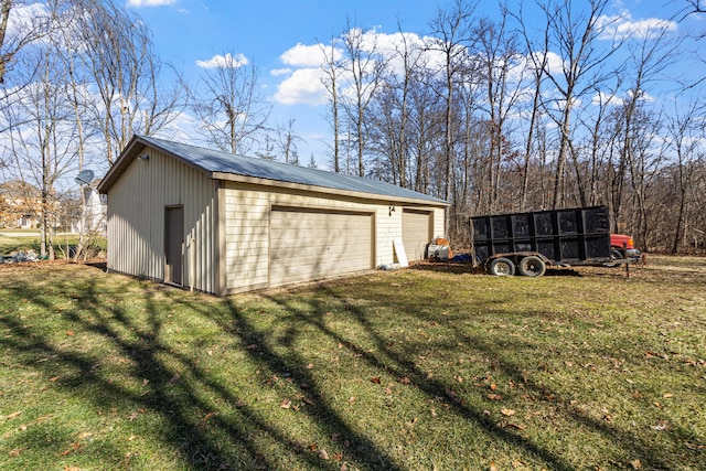 view of detached garage