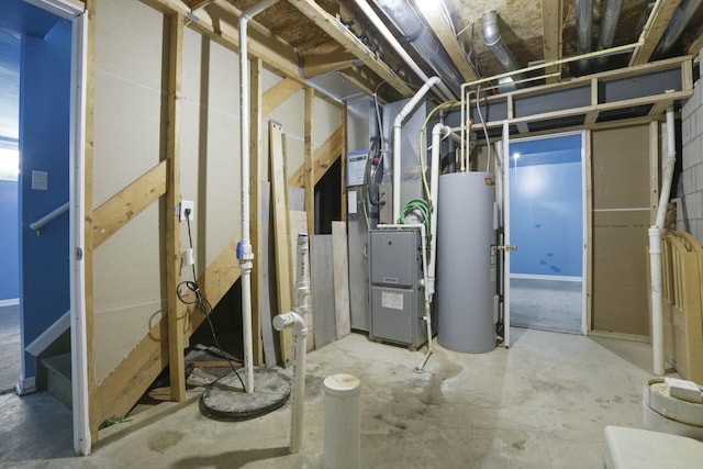 utility room with water heater