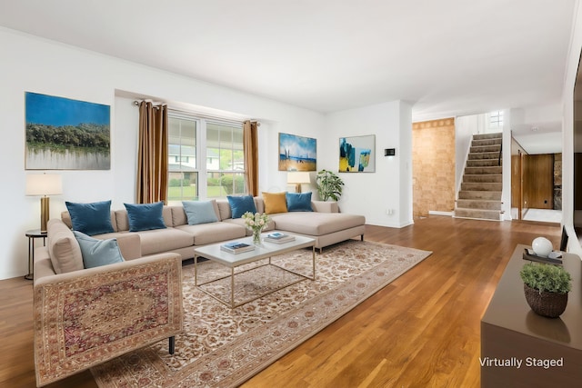 2715 Kenview Rd S, Columbus, OH 43209 - living area featuring stairs and wood finished floors