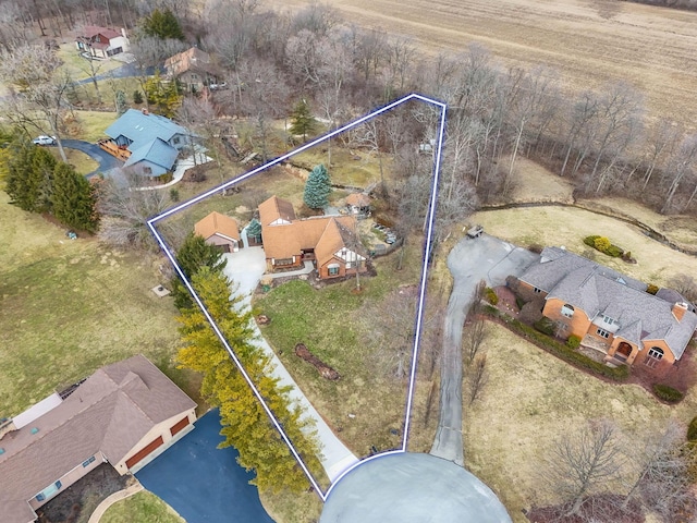 aerial view with a residential view