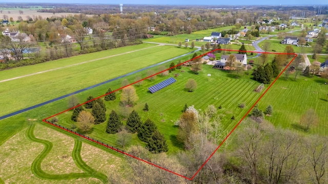 drone / aerial view with a rural view