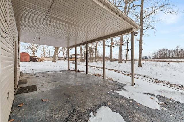 view of snow covered patio