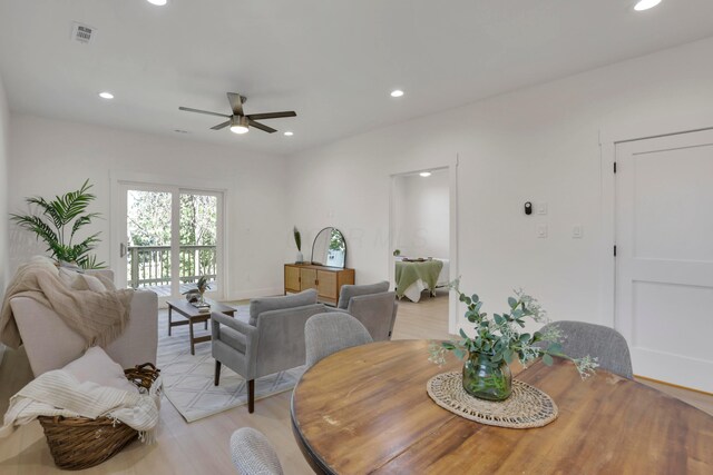 344 Buckingham St, Newark, OH 43055 - dining area with ceiling fan, recessed lighting, and light wood-style floors