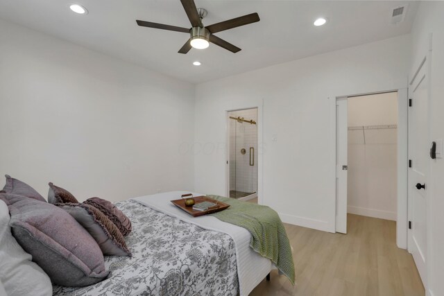 344 Buckingham St, Newark, OH 43055 - bedroom featuring light wood-style floors, recessed lighting, a closet, baseboards, and a ceiling fan