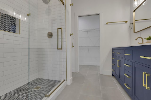 344 Buckingham St, Newark, OH 43055 - bathroom featuring a shower stall, tile patterned flooring, baseboards, and vanity