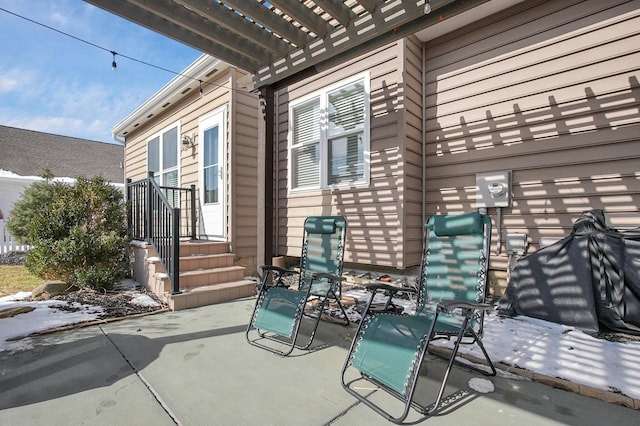 view of patio / terrace featuring a pergola