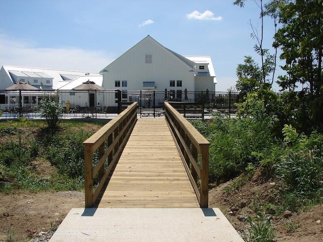 view of dock with fence