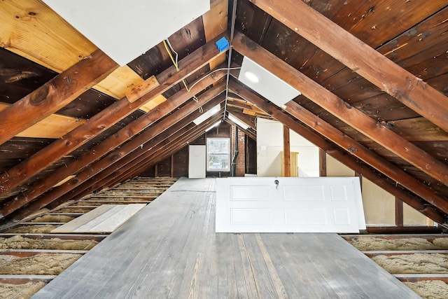 view of unfinished attic