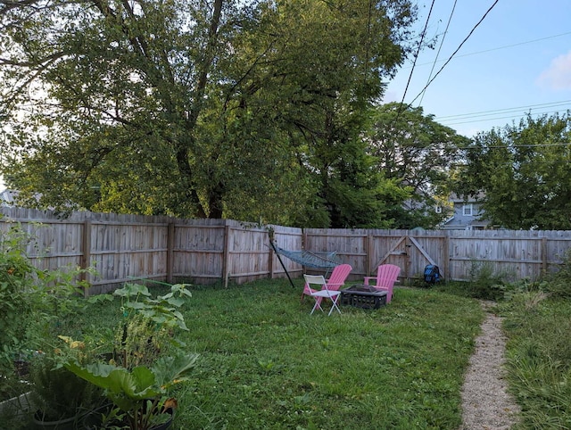 view of yard with a fenced backyard