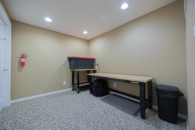 413 Ashmoore Cir E, Powell, OH 43065 - miscellaneous room featuring baseboards, recessed lighting, and carpet flooring