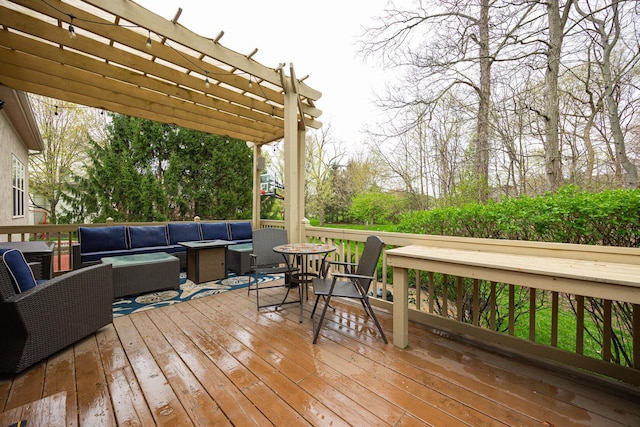 413 Ashmoore Cir E, Powell, OH 43065 - wooden deck with a pergola and outdoor lounge area