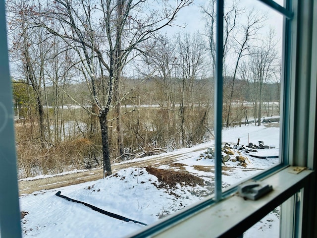 view of yard layered in snow