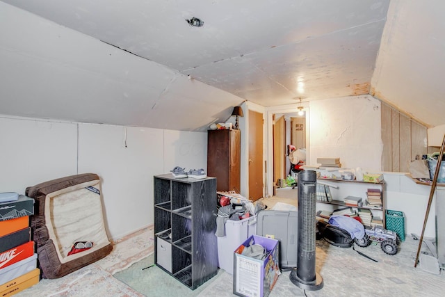 interior space featuring vaulted ceiling