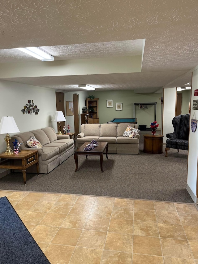 5885 Beechcroft Rd Unit 110, Columbus, OH 43229 - living area with light carpet and a textured ceiling