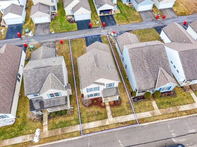 bird's eye view with a residential view