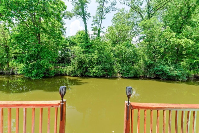 view of dock featuring a water view
