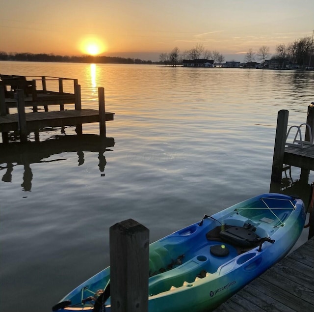 view of dock featuring a water view