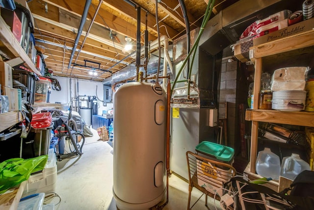 utility room with water heater