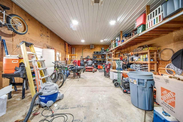 garage featuring a workshop area