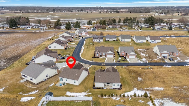 bird's eye view with a residential view