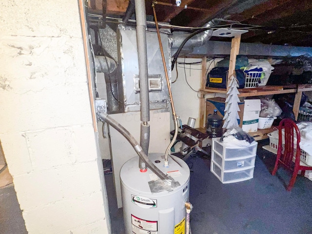 utility room with water heater