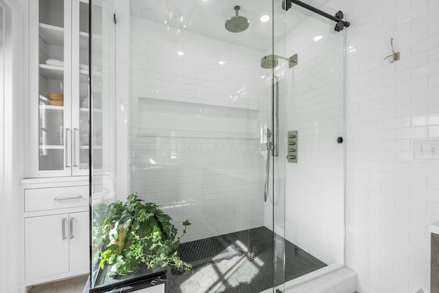 bathroom with a stall shower