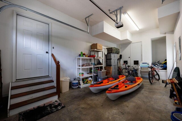 garage with a garage door opener