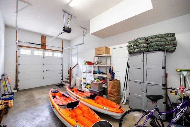 garage with a garage door opener