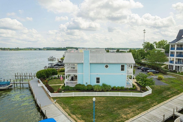 exterior space featuring a water view