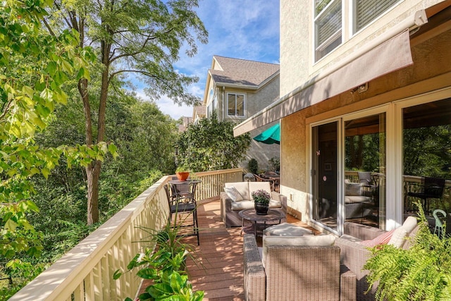 deck featuring an outdoor living space