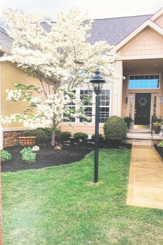 doorway to property featuring a yard