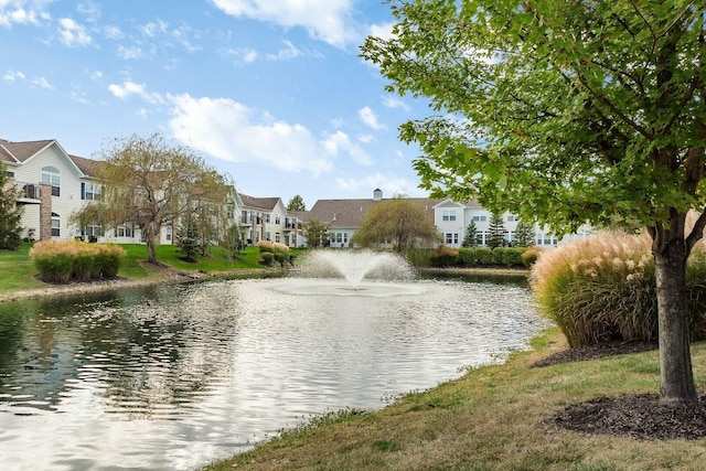 view of water feature with a residential view