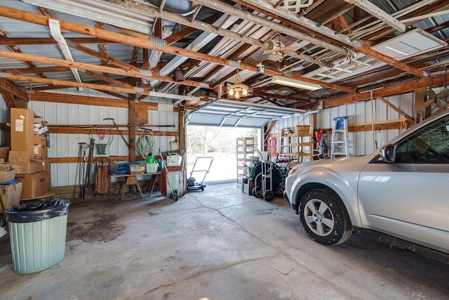 garage featuring metal wall