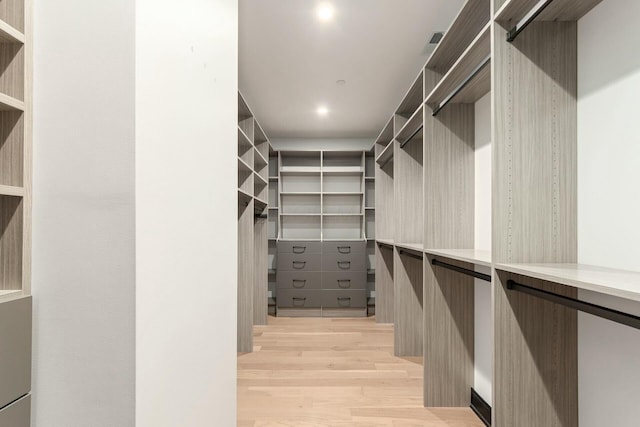 walk in closet featuring light wood-type flooring