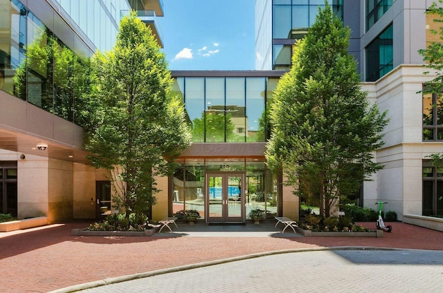 property entrance featuring french doors