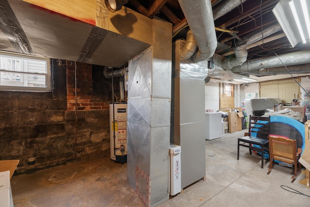 basement with gas water heater