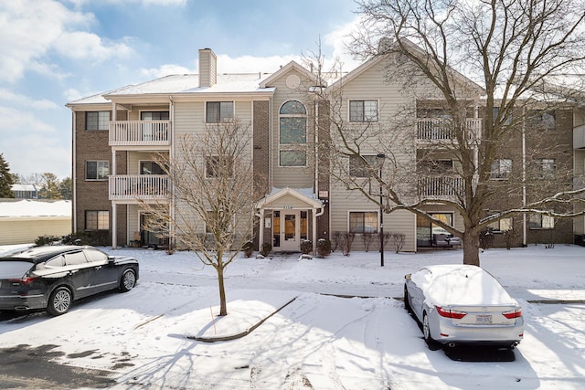 view of snow covered building