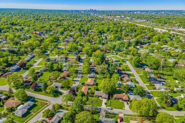 birds eye view of property with a residential view