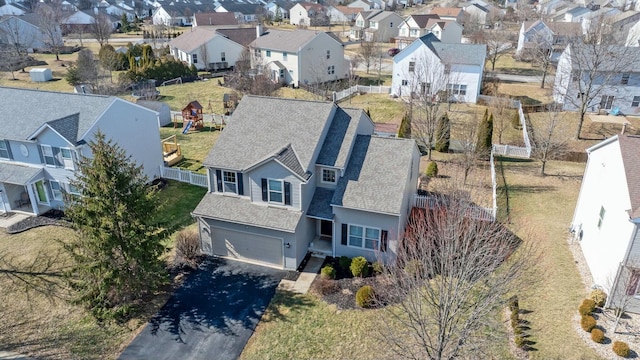 aerial view with a residential view