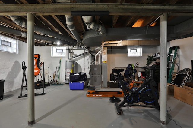 exercise area with water heater