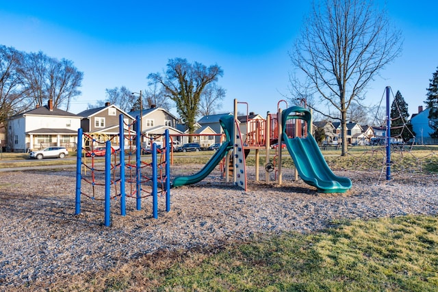 communal playground with a residential view