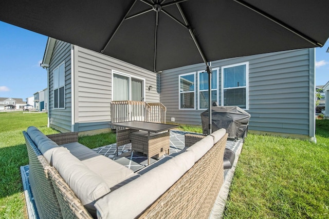 7181 Fenwick St NW, Pickerington, OH 43147 - view of patio featuring an outdoor hangout area, outdoor dining space, and area for grilling