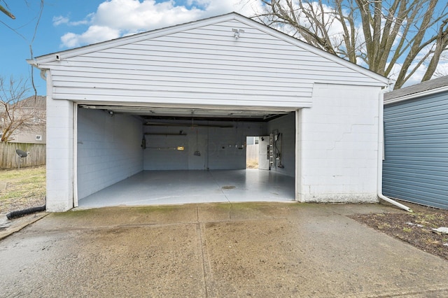 view of garage