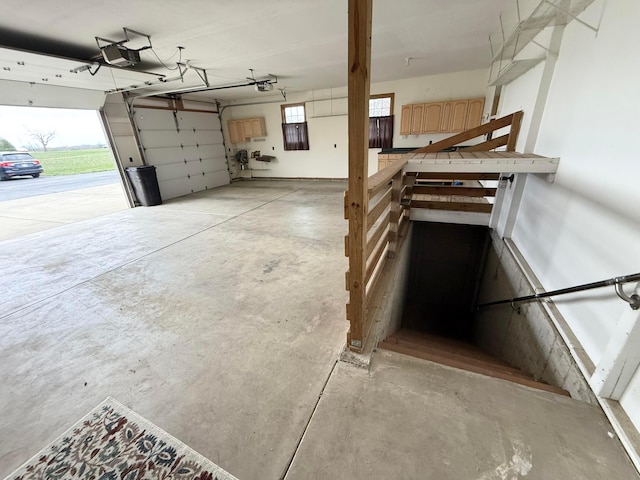 garage with a garage door opener